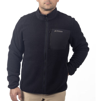 Manteau High Pile Noir, de face