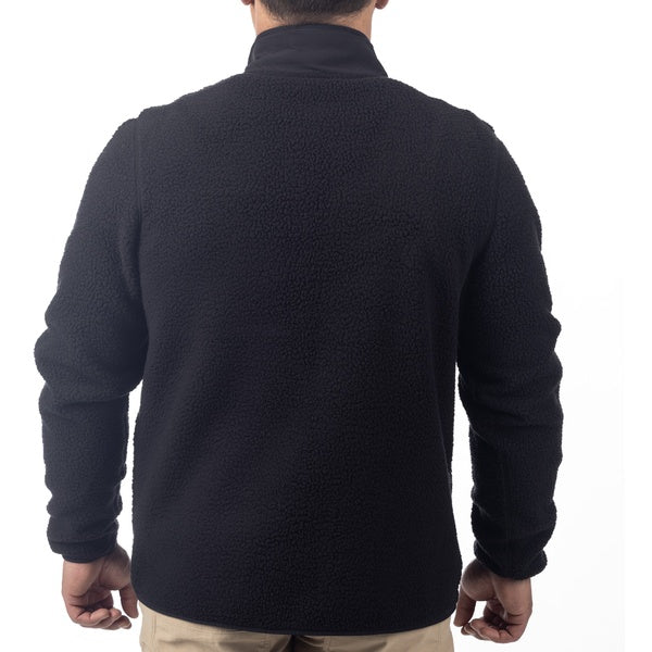Manteau High Pile Noir, de dos