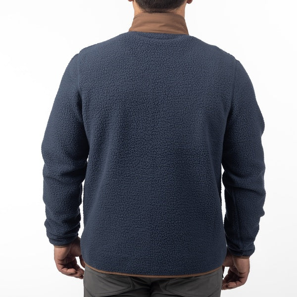 Manteau High Pile Bleu, de dos