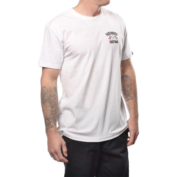 T-Shirt Trick Blanc/Rouge essayage de face