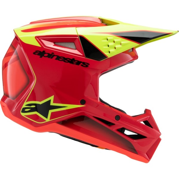 Casque de Motocross Supertech M3 Fray Junior Rouge/Jaune de gauche