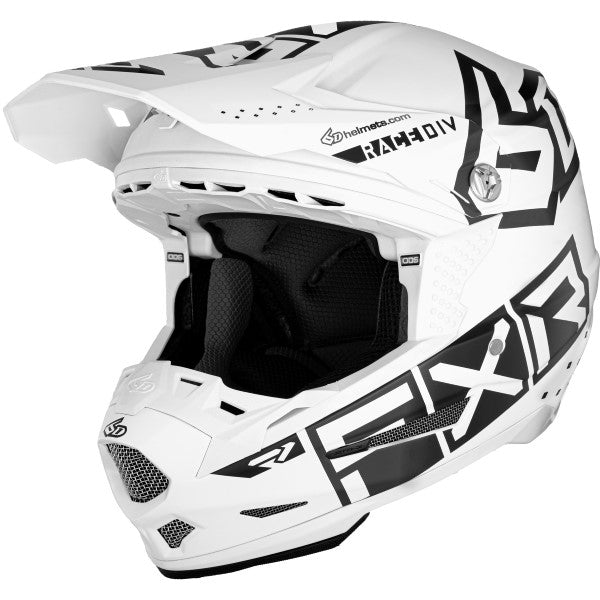 Casque de Motocross ATR-2 Blanc/Noir incliné de droite