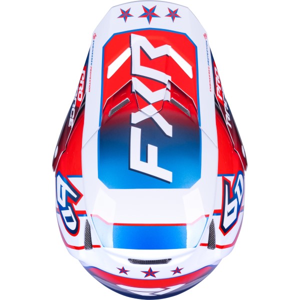 Casque de Motocross 6D ATR-3 Carbone Bleu/Blanc/Rouge de dessus