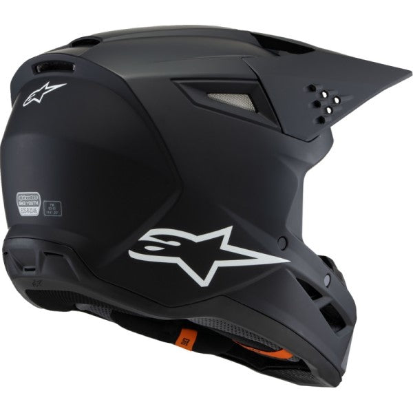 Casque de Motocross Supertech M3 Solid Junior Noir Mat incliné de dos