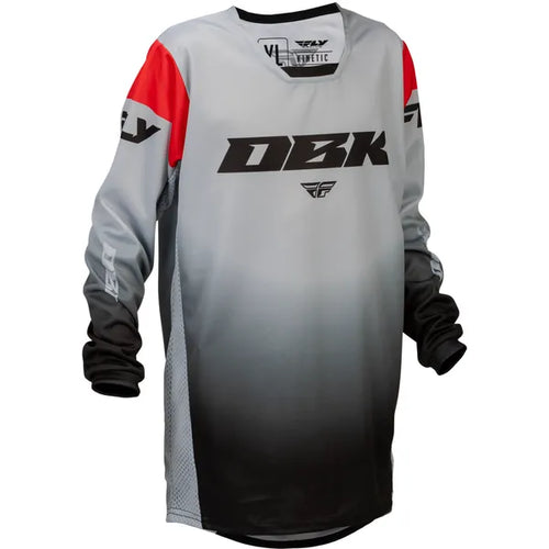 Chandail de Motocross Kinetic DBK Junior, Fly; noir gris rouge, de face