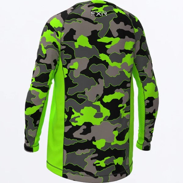 Chandail Attack UPF Junior vert camo, de face