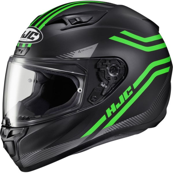 Casque Intégral de Moto i10 Strix Noir/Vert incliné de droite