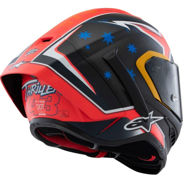 Casque de Motocross Supertech R-10 Miller Rouge/Noir incliné de dos