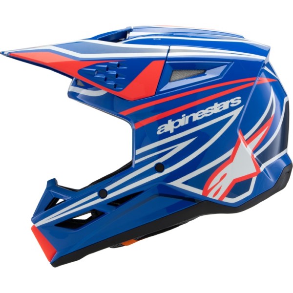 Casque de Motocross Supertech M3 Wurx Junior Bleu/Blanc/Rouge de droite