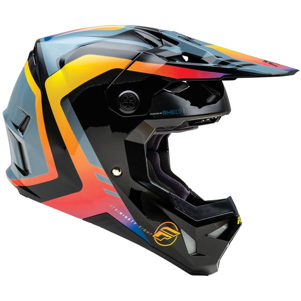 Casque de Motocross Fly Racing Formula CP Krypton Junior Noir Gris Dégradé Électrique Droite