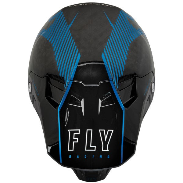 Casque de Motocross Fly Racing Formula Tracer Carbone Junior Noir Bleu Dessus