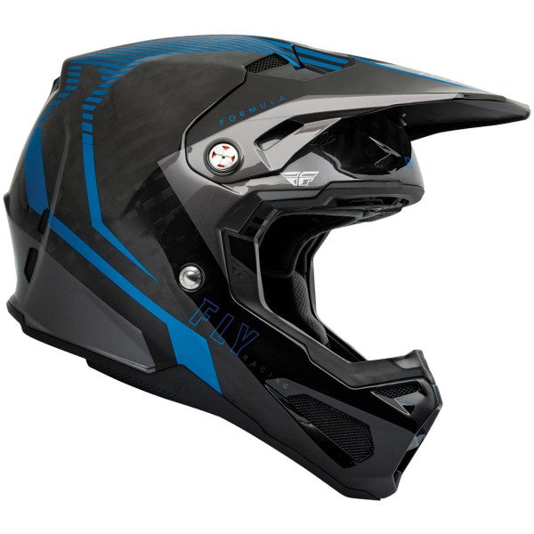 Casque de Motocross Fly Racing Formula Tracer Carbone Bleu Droite