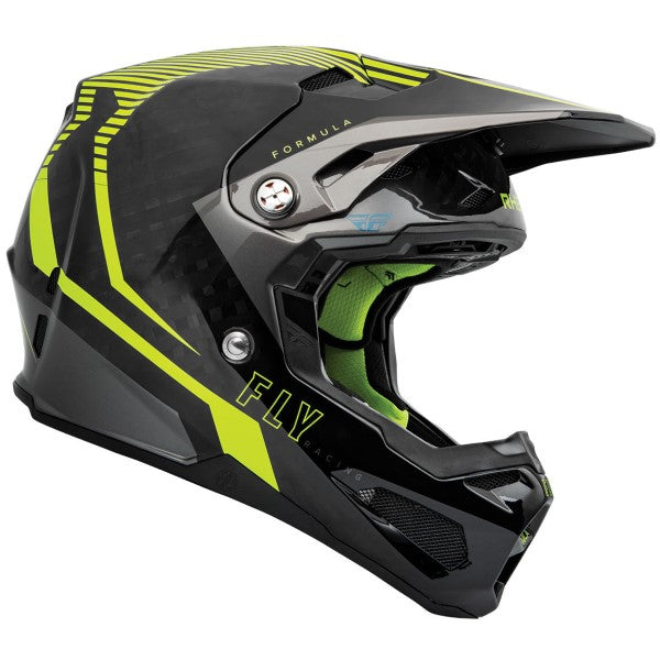 Casque de Motocross Fly Racing Formula Tracer Carbone Jaune Droite