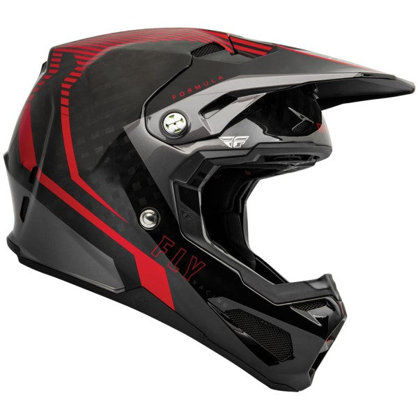 Casque de Motocross Fly Racing Formula Tracer Carbone Junior Noir Rouge Droite