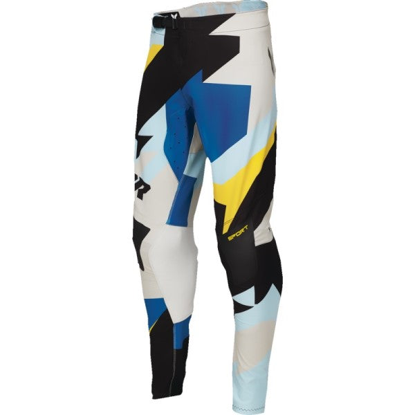 Pantalon de Motocross Sportmode Brave Bleu/Jaune incliné de face à droite