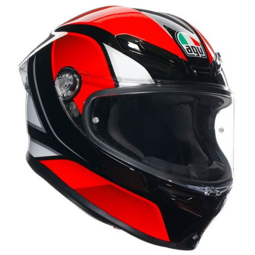 Casque Intégral de Moto K6 Hyphen Noir/Blanc/Rouge incliné de gauche