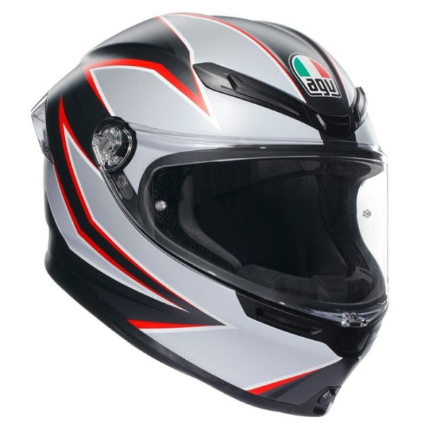 Casque Intégral de Moto K6 Flash Noir/Gris/Rouge incliné de gauche