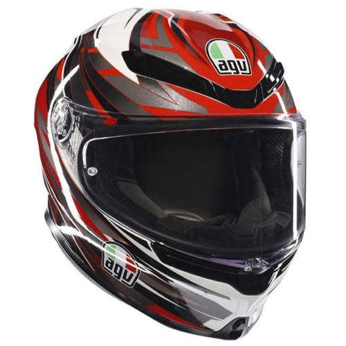 Casque Intégral de Moto K6 Reeval Rouge/Blanc/Gris incliné de gauche