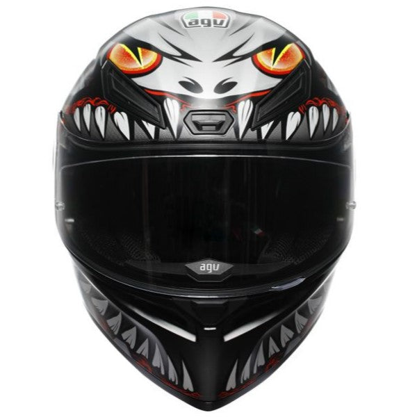 Casque Intégral de Moto K1 S Lyzard AGV gris et rouge, de face
