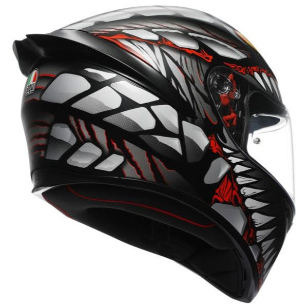 Casque Intégral de Moto K1 S Lyzard AGV gris et rouge, arrière
