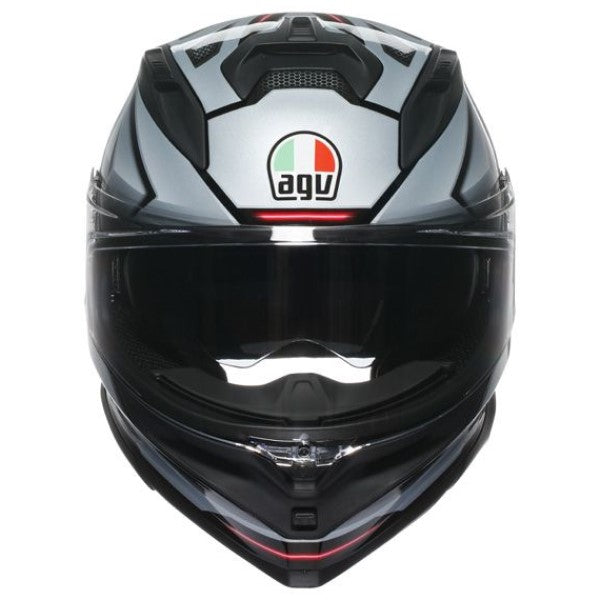 Casque Intégral de Moto K7 Jaeger AGV noir et argent, de face