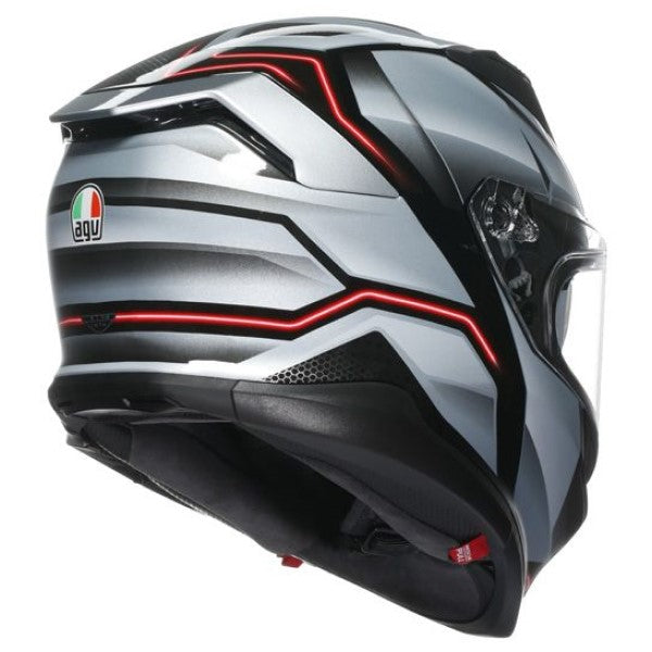 Casque Intégral de Moto K7 Jaeger AGV noir et argent, arrière