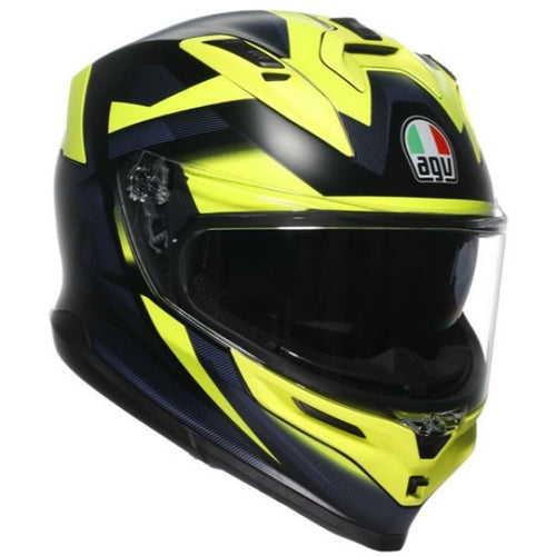 Casque Intégral de Moto K7 Glimpse AGV haute visibilité et noir, de 3/4