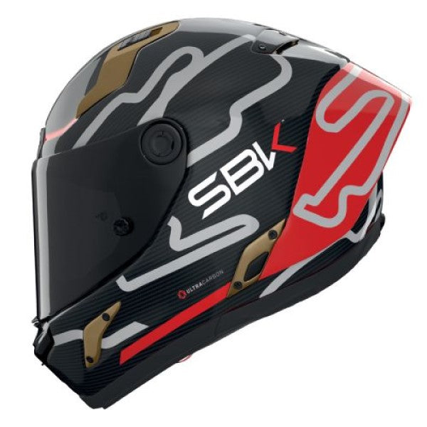 Casque Intégral de Moto X-804 RS UC SBK REPLICA Tibault Noir/Gris/Rouge, vue 3/4
