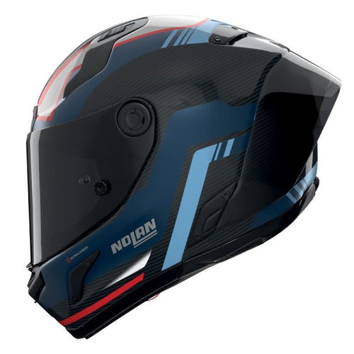 Casque Intégral de Moto X-804 RS UC PIEGA Nolan Bleu/Rouge, vue 3/4