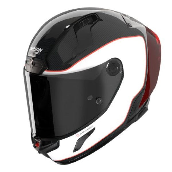 Casque Intégral de Moto X-804 RS UC ASSO DI PICCHE Nolan Blanc/Rouge, vue 3/4 haut