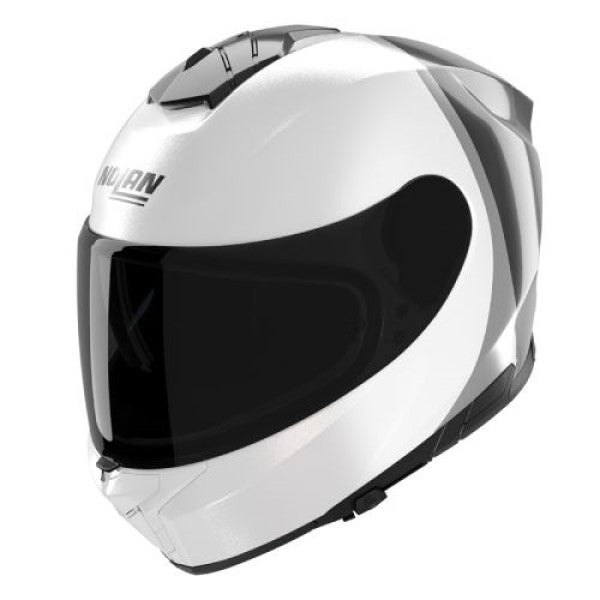 Casque Intégral de Moto N80-8 Verniciatura Speciale Nolan Blanc/Noir, de face 