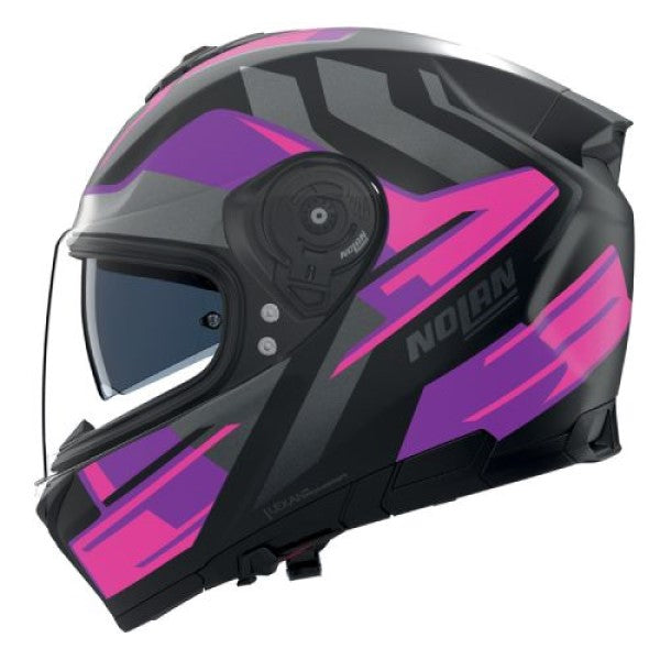 Casque Intégral de Moto N80-8 TRITTICO Nolan Noir/Fushia/Anthracite, vue 3/4