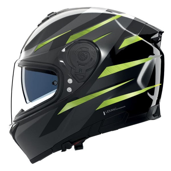 Casque Intégral de Moto N80-8 FERVO Nolan Anthracite/Vert, vue 3/4