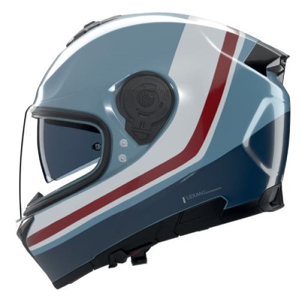 Casque Intégral de Moto N80-8 INCLINE Nolan Bleu/Blanc/Rouge, vue 3/4