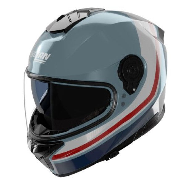 Casque Intégral de Moto N80-8 INCLINE Nolan Bleu/Blanc/Rouge, vue 3/4 haut
