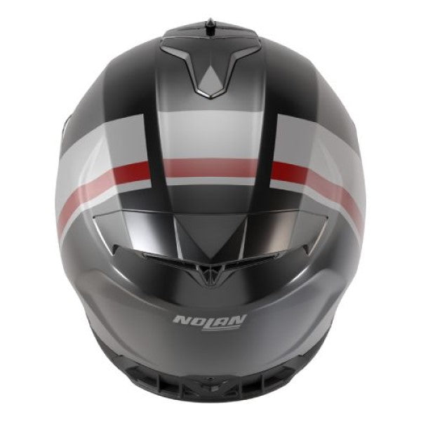 Casque Intégral de Moto N80-8 INCLINE Nolan Anthracite/Blanc/Rouge, arrière 