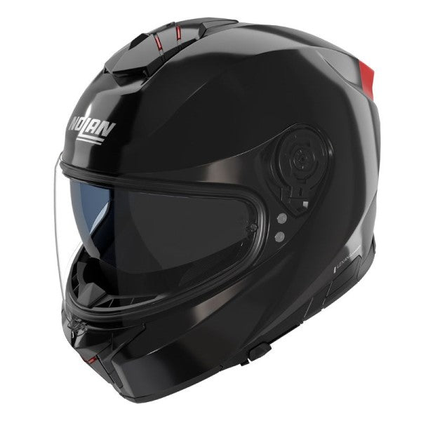 Casque Intégral de Moto N80-8 CLASSICO NOBILE Nolan Noir/Rouge, vue 3/4 haut