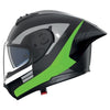 Casque Intégral de Moto N60-6 Sport Contrasto Nolan Noir/Vert, vue 3/4 
