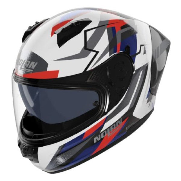 Casque Intégral de Moto N60-6 Sport Corsa Nolan Blanc/Bleu/Rouge, vue 3/4 haut