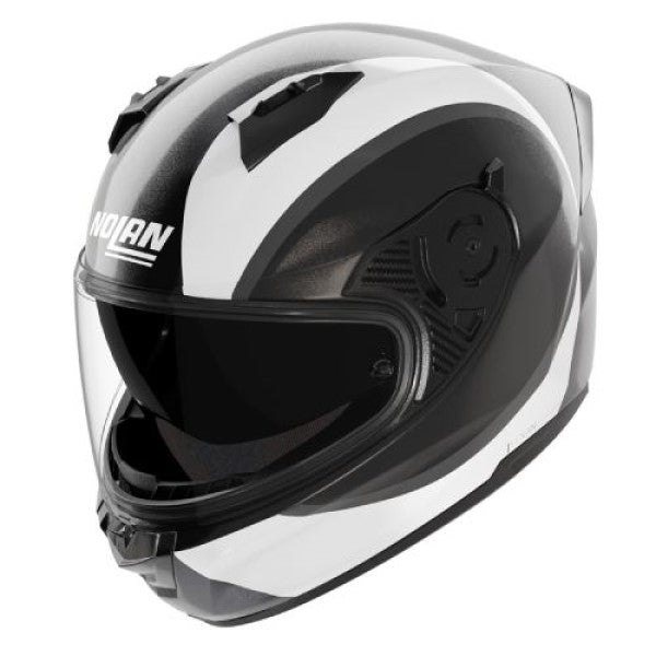 Casque Intégral de Moto N60-6 BIFASE Nolan Noir/Blanc, vue3/4 haut