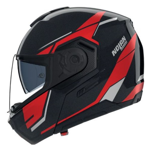 Casque Modulaire de Moto N90-3 Sincrono Noir/Rouge, côté gauche