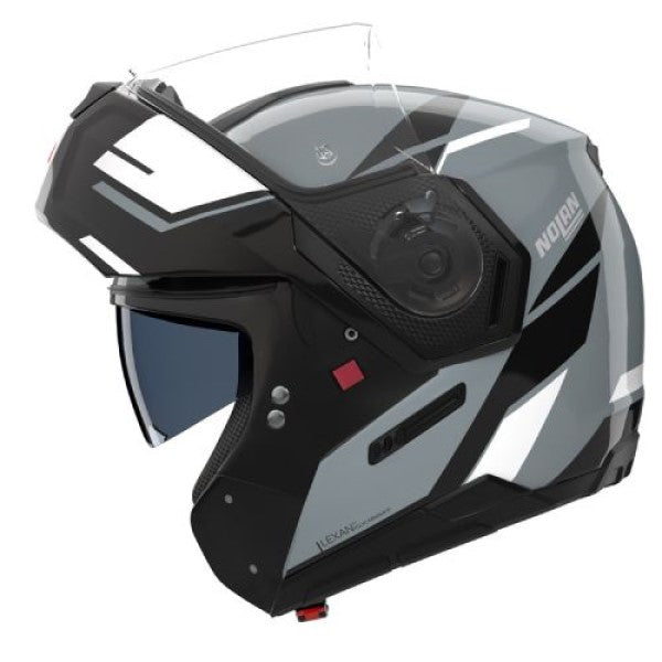 Casque Modulaire de Moto N90-3 Sincrono Gris/Blanc, Vue de côté en position ouverte