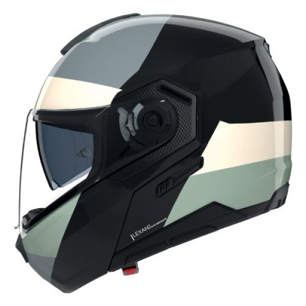 Casque Modulaire de Moto N90-3 Blocco Blanc/Gris/Vert, côté gauche