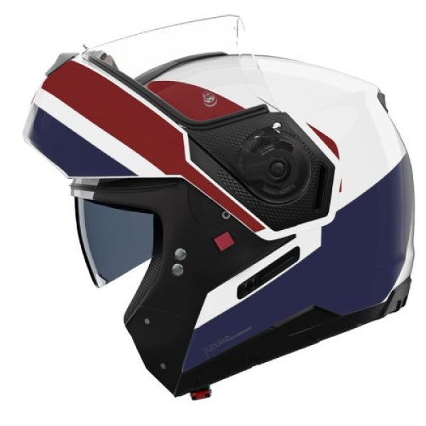Casque Modulaire de Moto N90-3 Roboto Bleu/Blanc, Vue de côté en position ouverte
