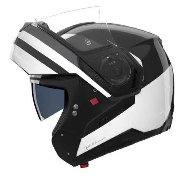 Casque Modulaire de Moto N90-3 Roboto Gris/Blanc, Vue de côté en position ouverte