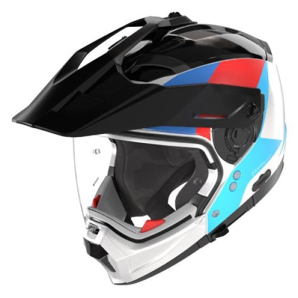Casque Aventure N70-2 X Turbine Blanc/Bleu/Rouge, vue de côté