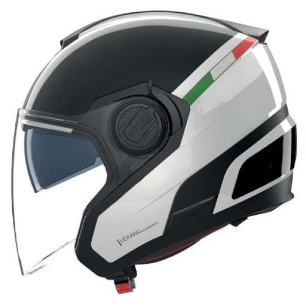 Casque Ouvert de Moto N40-5 Integro Blanc/Noir, côté gauche