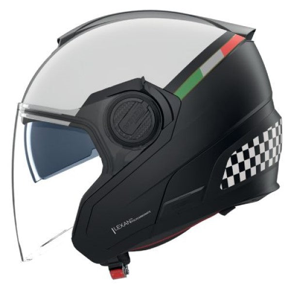 Casque Ouvert de Moto N40-5 Bellavista Noir/Blanc, côté gauche