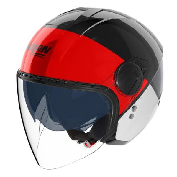 Casque Ouvert de Moto N20-2 Visor Blocco Noir/Rouge/Blanc