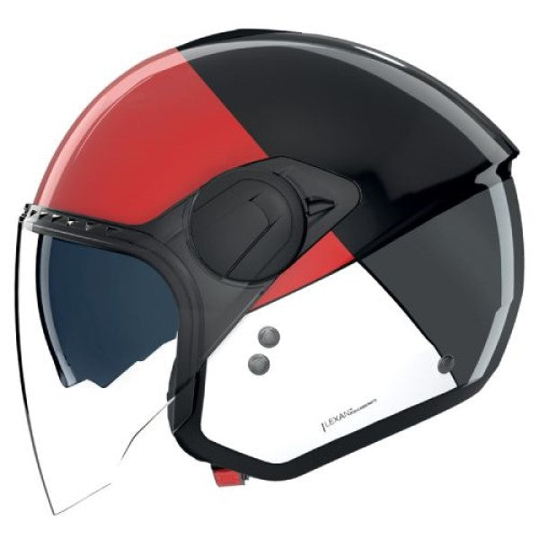 Casque Ouvert de Moto N20-2 Visor Blocco Noir/Rouge/Blanc